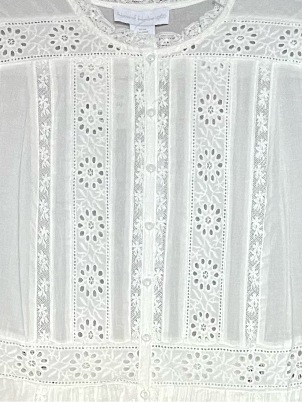 House of Harlow 1960 White Eyelet Lace Cotton Midi Dress ( LoveShack Fancy) - Picture 2 of 3